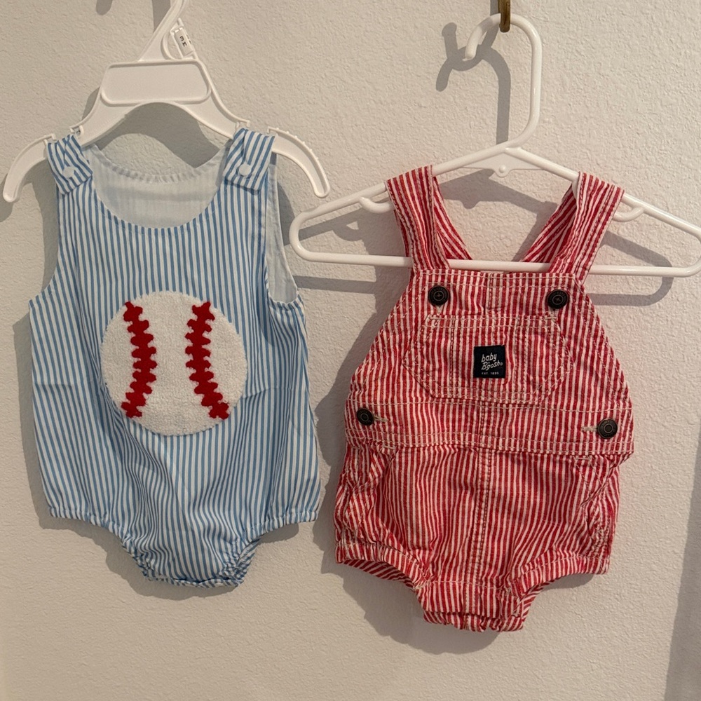 Striped Blue and Red Kids Bodysuit Set